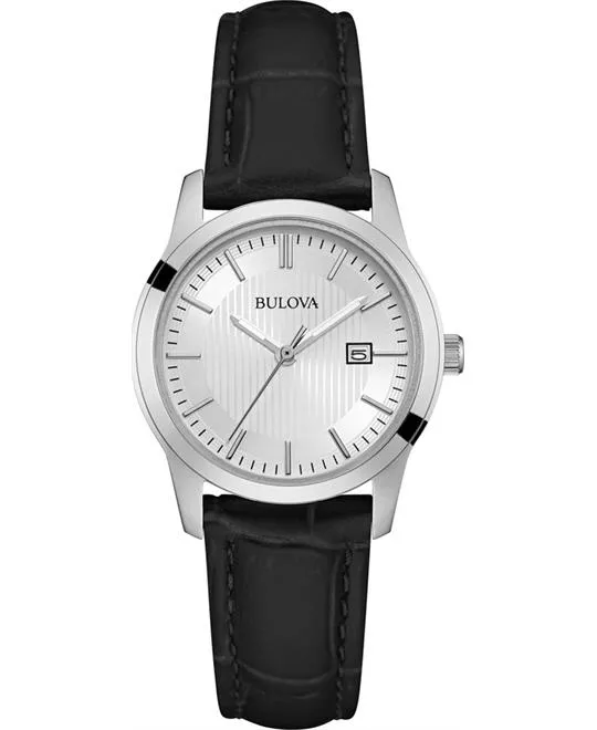  Bulova Black Leather Strap Women's Watch 30mm 