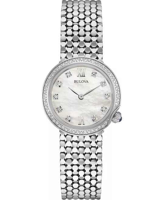  Bulova Diamond Silver Women's Watch 28mm 