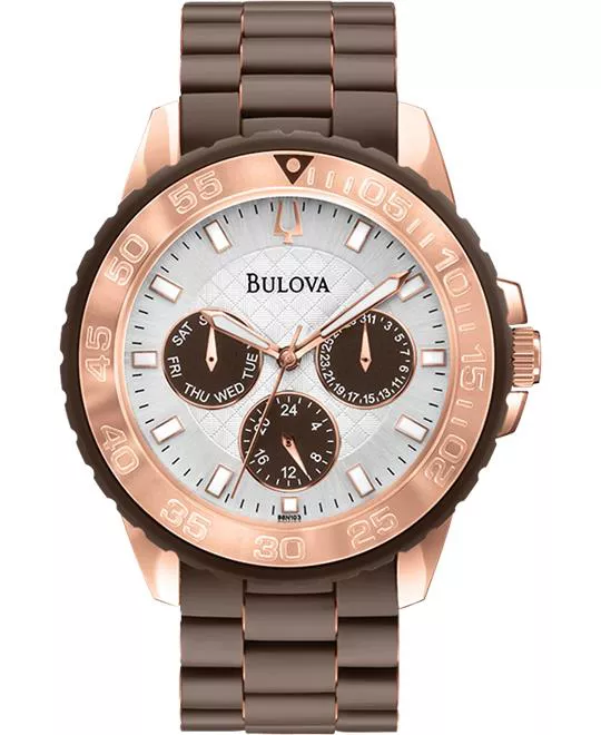  Bulova Classic Brown Rubber Watch 41mm
