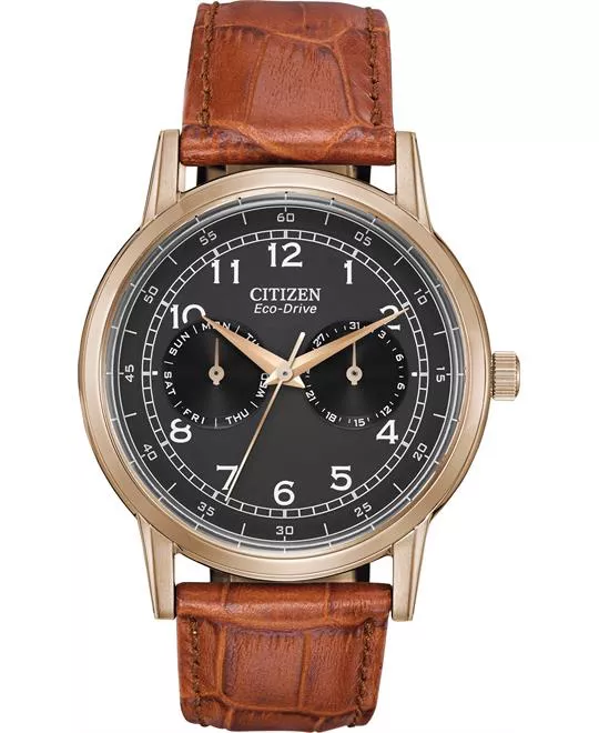 CITIZEN Eco Drive Brown Leather Watch 42mm