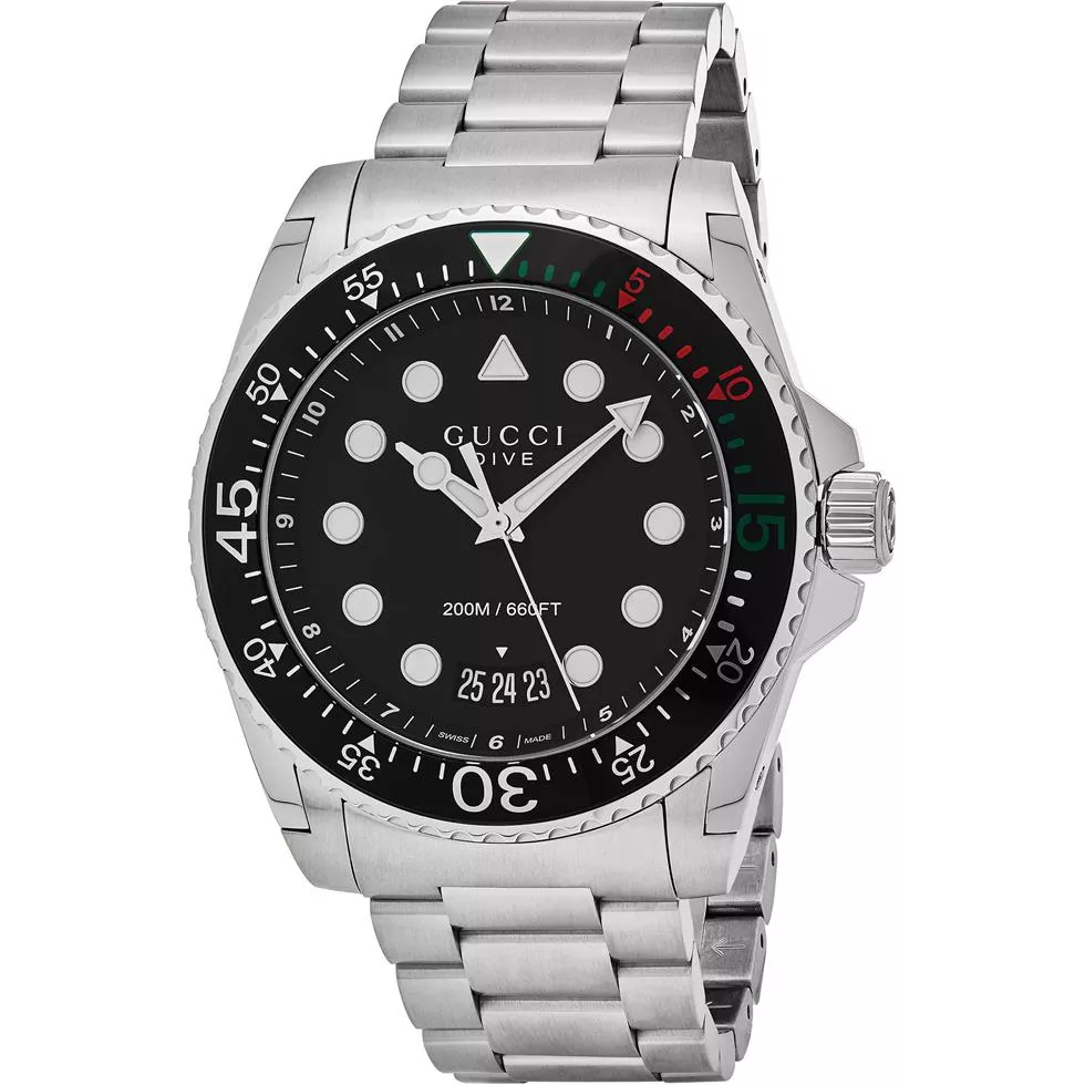  Gucci Dive XL Black Men's Watch 45mm