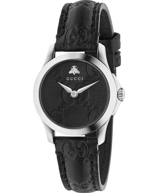  Gucci G-Timeless Black Leather Watch 27mm