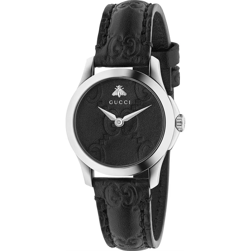  Gucci G-Timeless Black Leather Watch 27mm