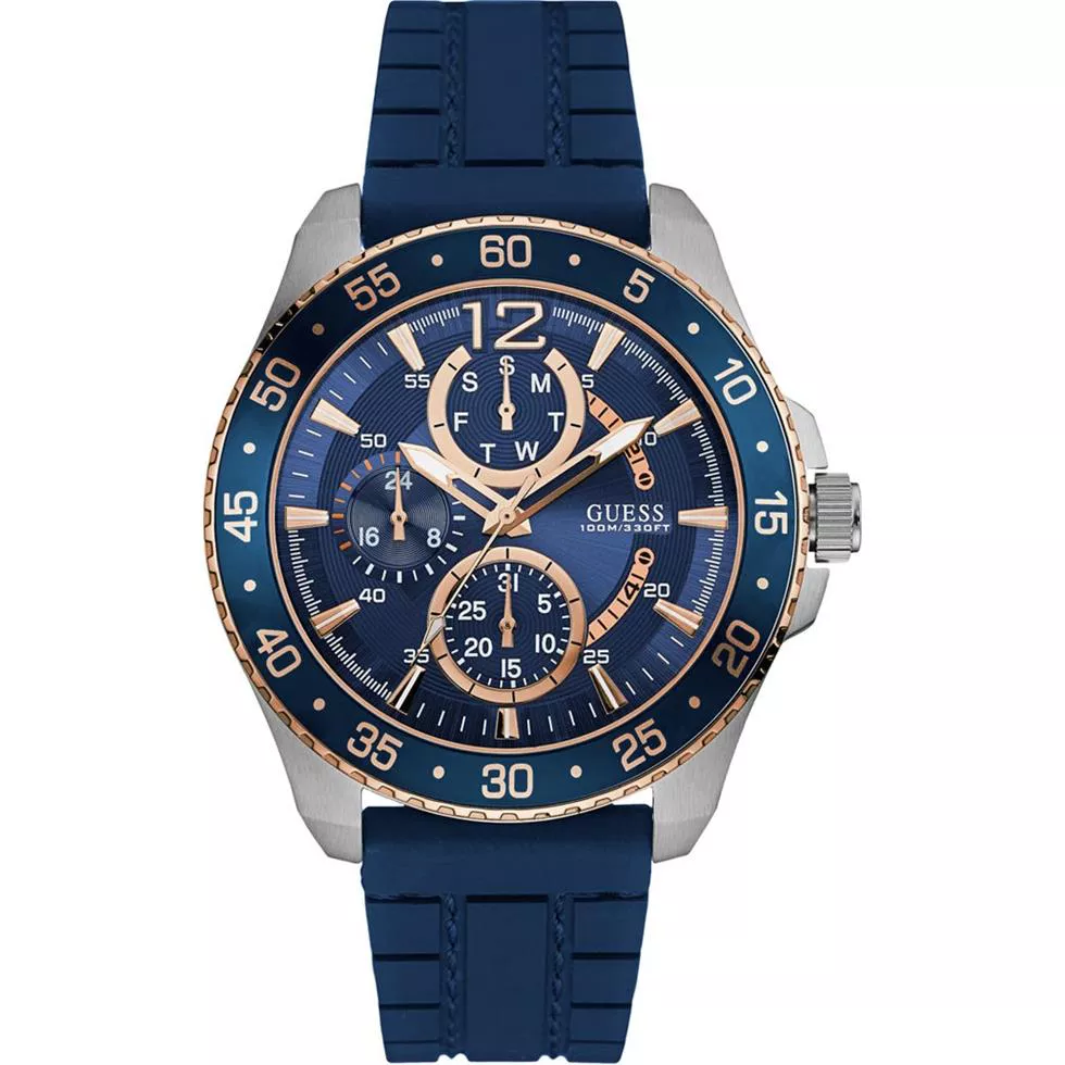  GUESS Blue Silicone Strap Men's Watch 46mm 