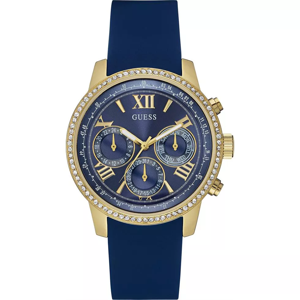  GUESS Blue Silicone Strap Women's Watch 42mm 