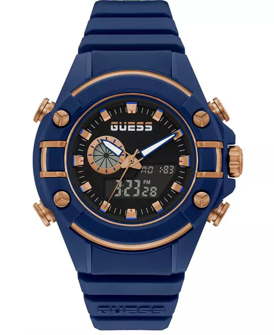  Guess Blue Silicone Watch 47mm
