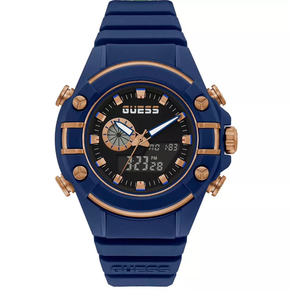 Guess Digital Blue Silicone Watch 47mm