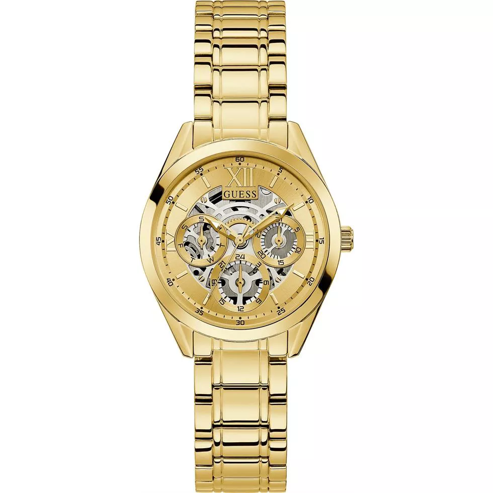 Guess Clear-Cut Gold Tone Watch 34mm