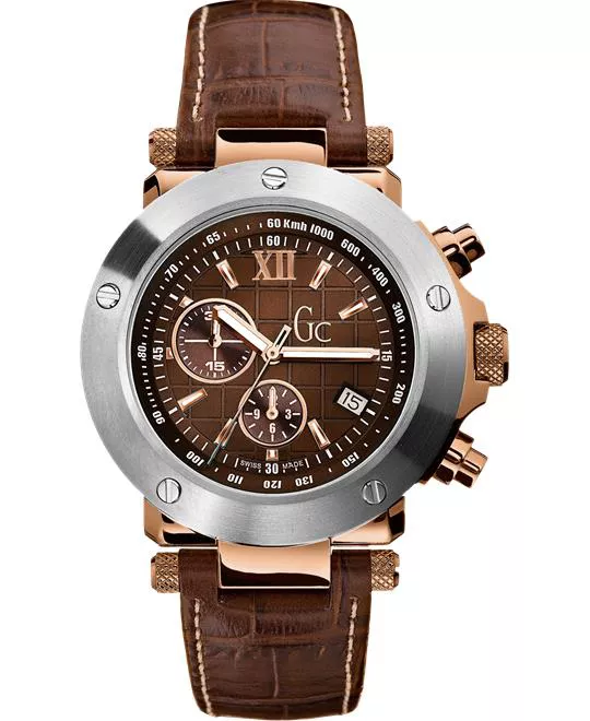  GUESS Men's Gc-1 Brown Leather Timepiece, 44mm