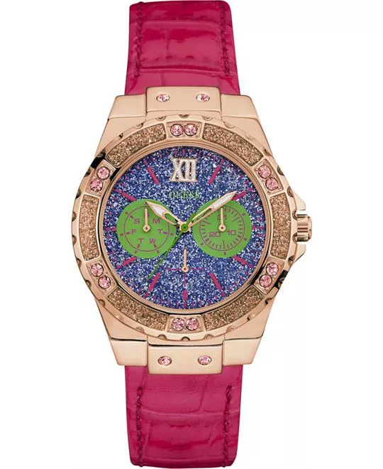  Guess Pink Leather Strap Women's Watch 39mm 