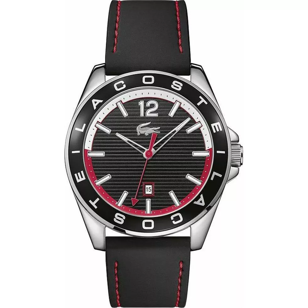  Lacoste Westport Black Leather Watch 43mm