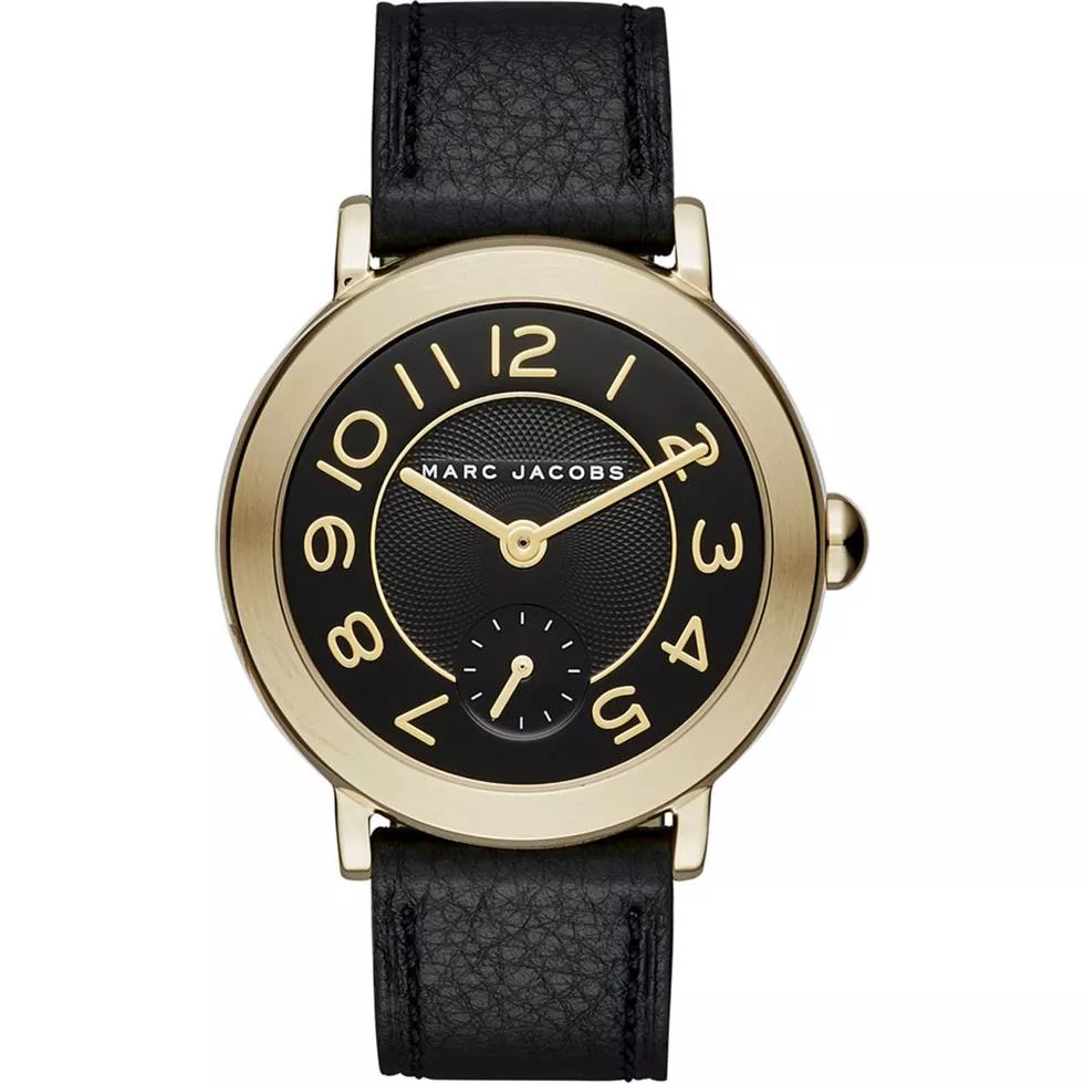  Marc Jacobs Riley Black Leather Watch 36mm 