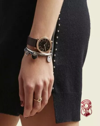  Marc Jacobs Riley Black Leather Watch 36mm 