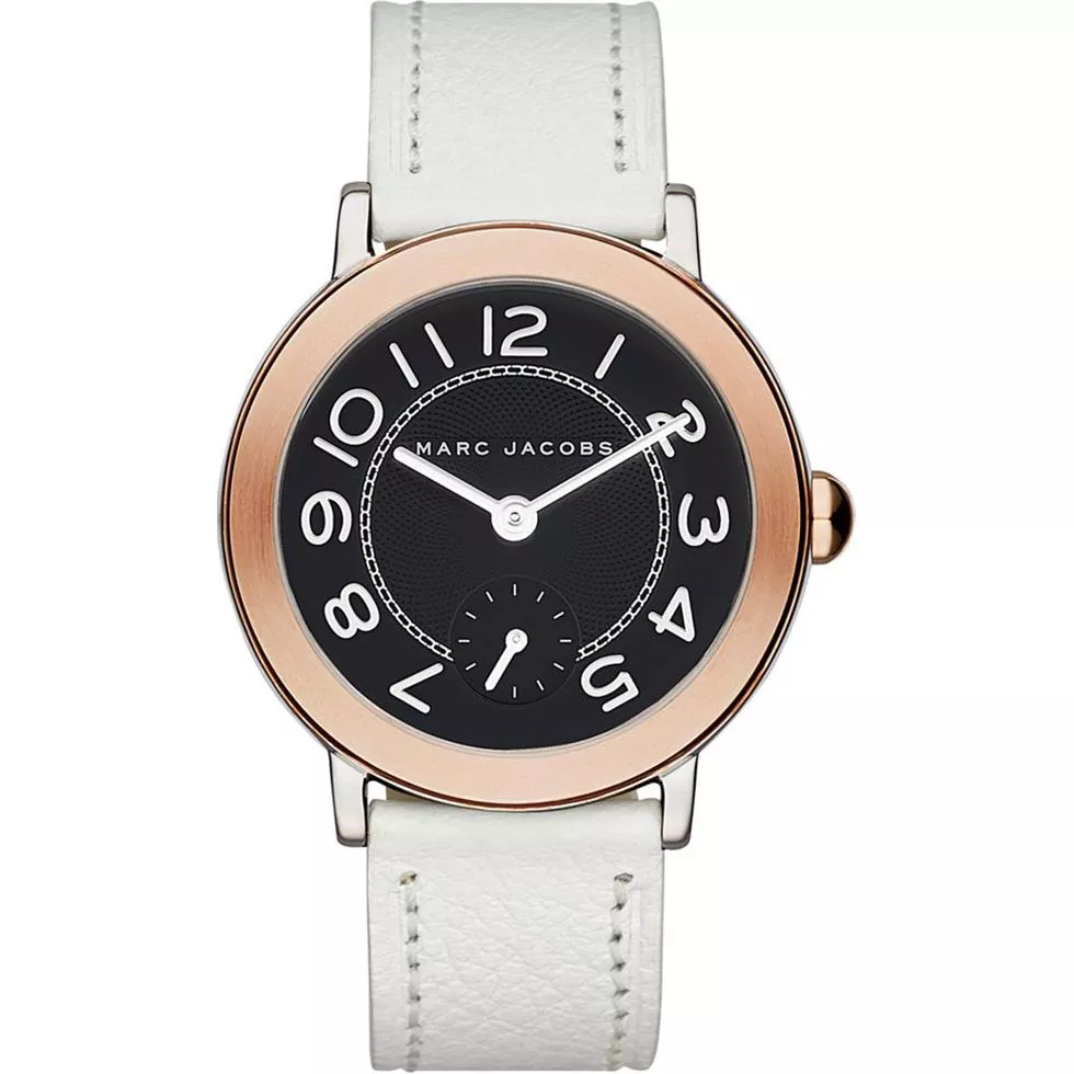  Marc Jacobs Riley White Leather Strap Women's Watch 36mm 