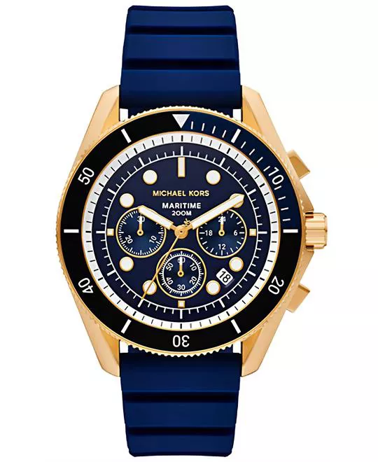  Michael Kors Oversized Maritime Gold-Tone and Silicone Watch 45mm