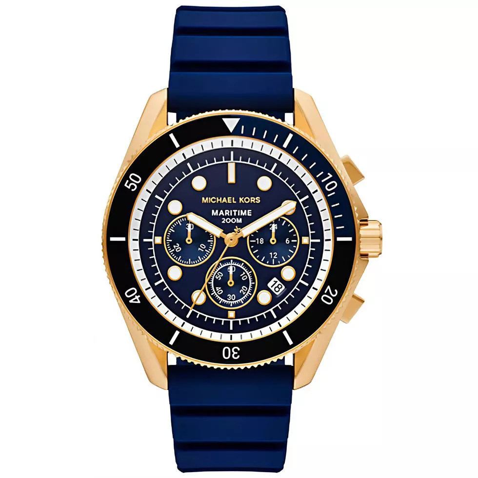  Michael Kors Oversized Maritime Gold-Tone and Silicone Watch 45mm