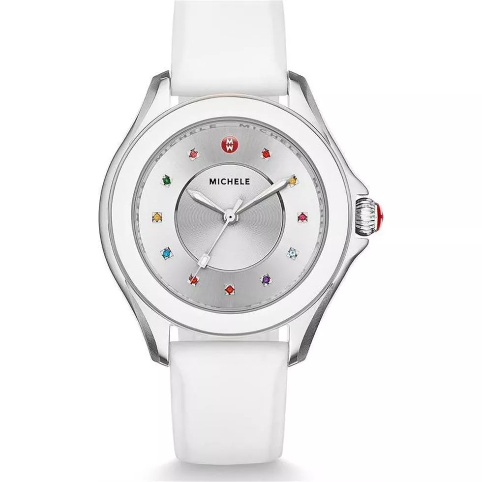  Michele Cape Sunray Dial White Silicone Watch 40mm