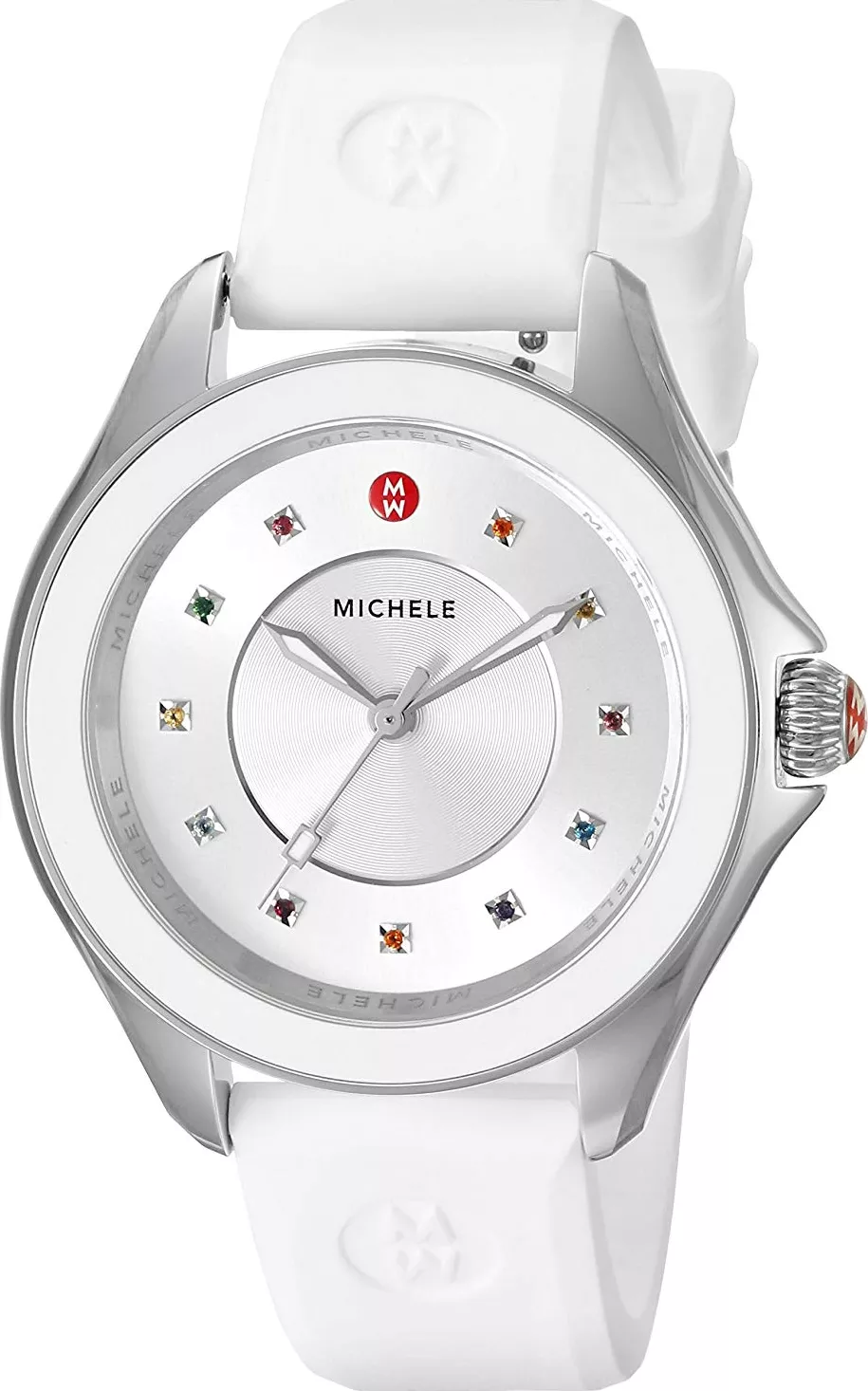  Michele Cape Sunray Dial White Silicone Watch 40mm