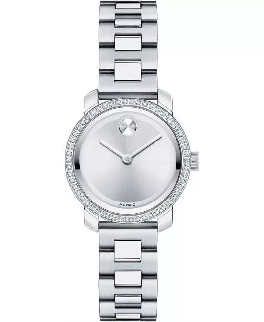  Movado Bold Silver Dial Ladies Diamond Watch 25mm