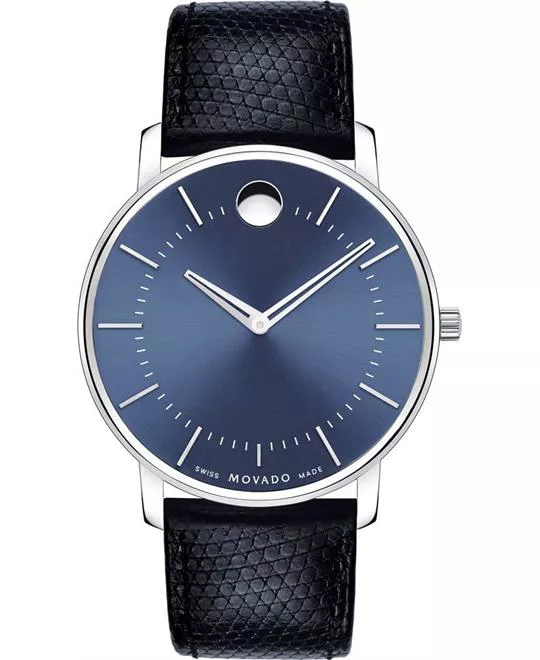  Movado TC Blue Dial Leather Men's Watch 40mm