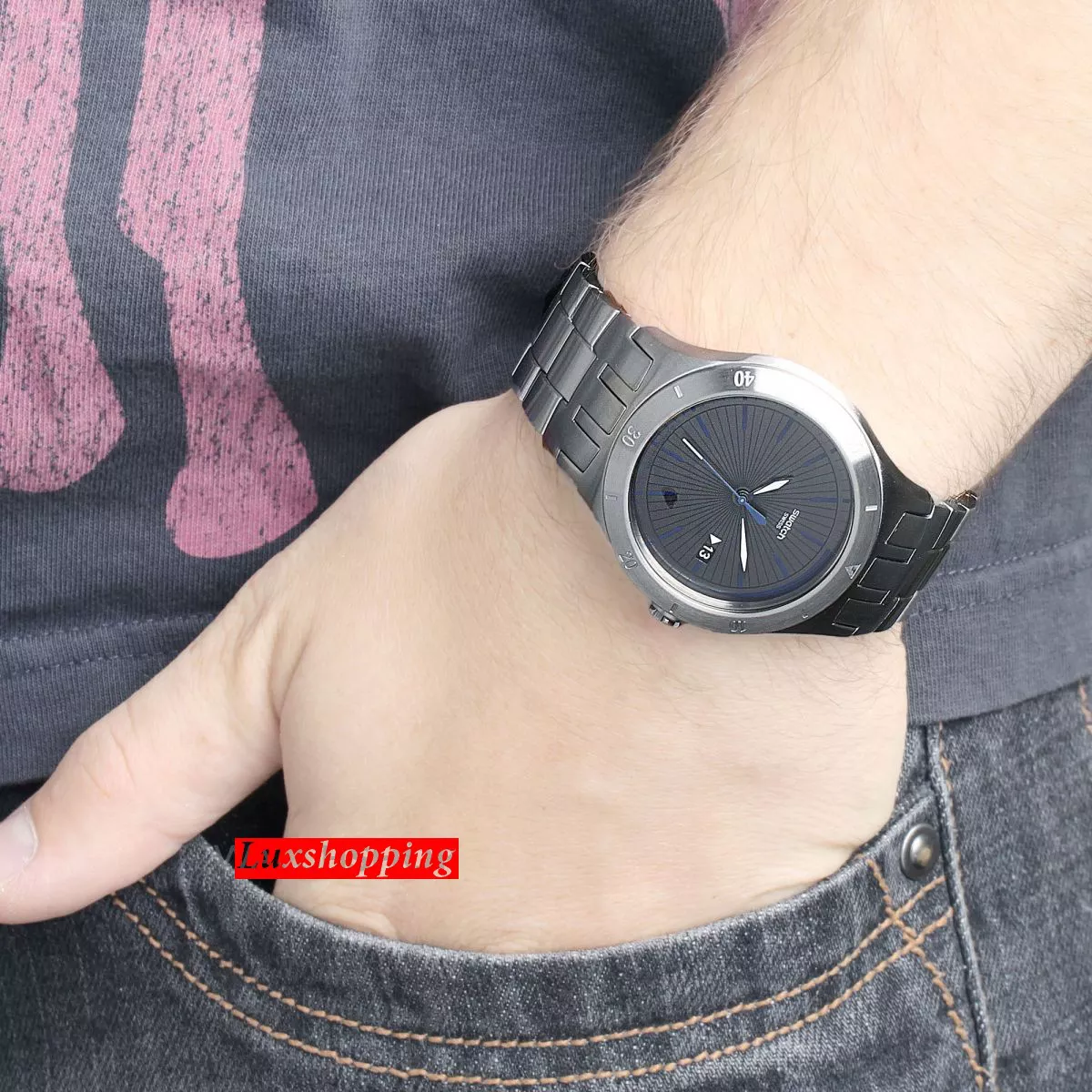  Swatch 44mm Bracelet & Case Mineral Men's Watch