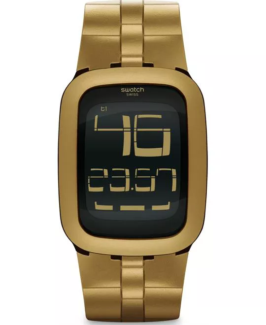  Swatch Men's Digital Gold Rubber Quartz Watch, 39mm