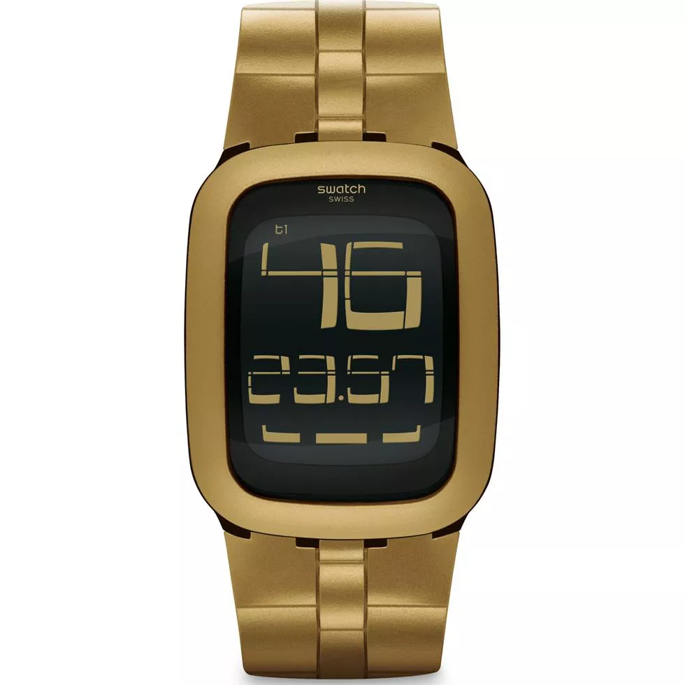  Swatch Men's Digital Gold Rubber Quartz Watch, 39mm