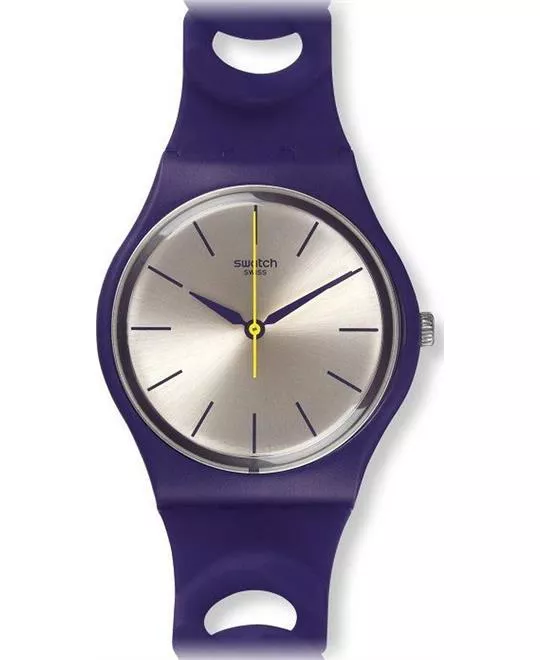  SWATCH PURPBELL PURPLE SILICONE MENS WATCH, 34MM