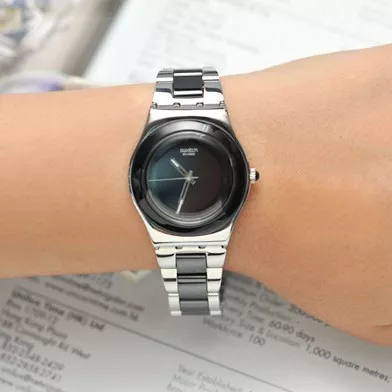  Women's Irony Black Dial Two Tone Stainless Steel