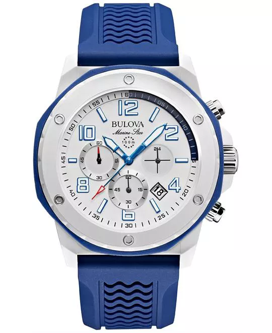Bulova Marine Star Blue Silicone Watch 44mm 