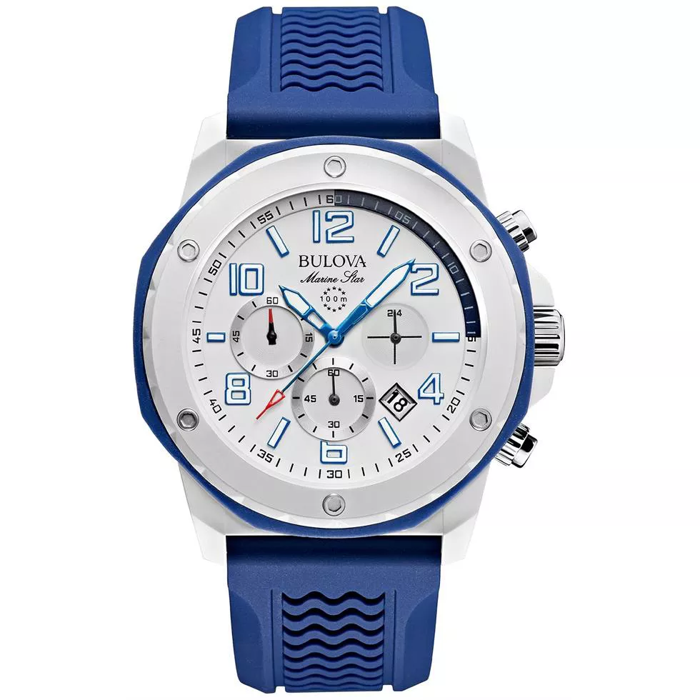 Bulova Marine Star Blue Silicone Watch 44mm 