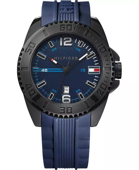 Tommy Hilfiger Men's Blue Silicone  Watch 46mm