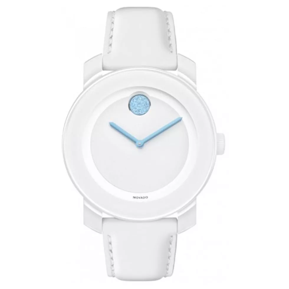 Movado Bold Light Blue Accent White Ladies Watch 36mm
