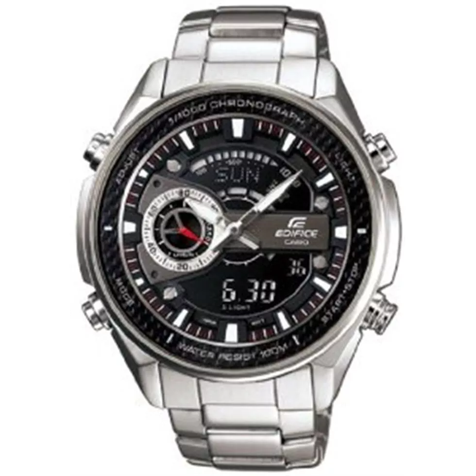 Casio Men's Stainless Steel Edifice Chronograph Analog Digital Black Dial