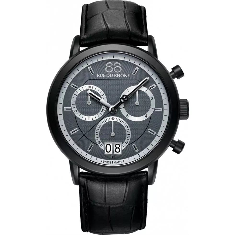 88 Rue du Rhone Men's Swiss Quartz Black Watch 45mm