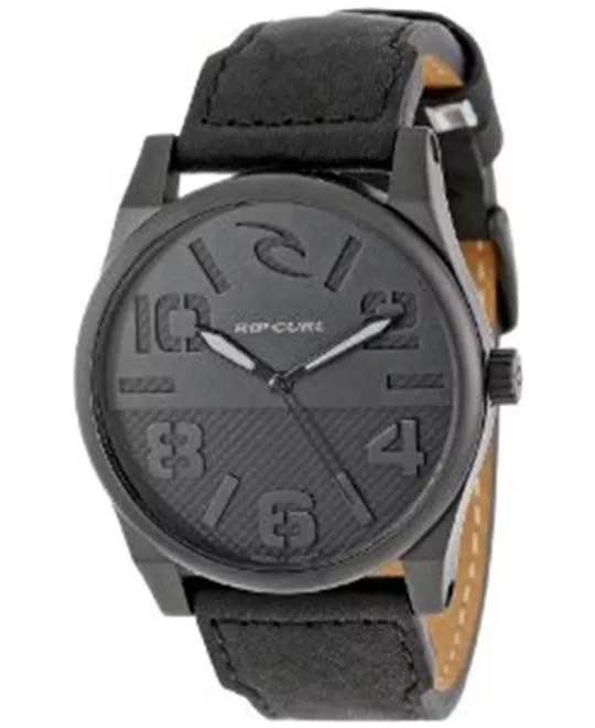 Rip Curl Men's  Flyer Midnight Leather Black Analog Surf Watch