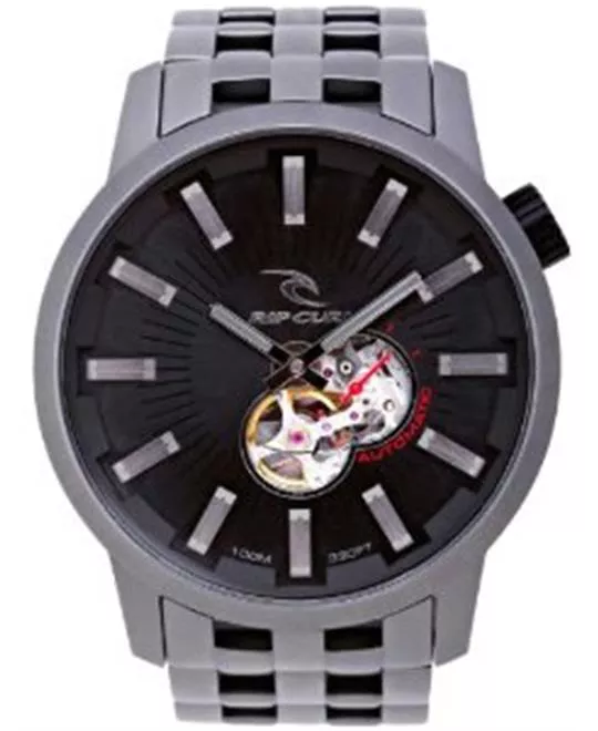 Rip Curl Men's Axis - Black Analog Display Quartz Silver Watch