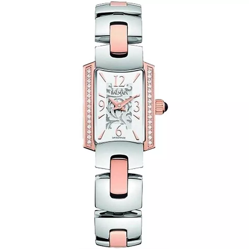Balmain Diamond White Dial Watch 23.7 Mm X 18.8 Mm  