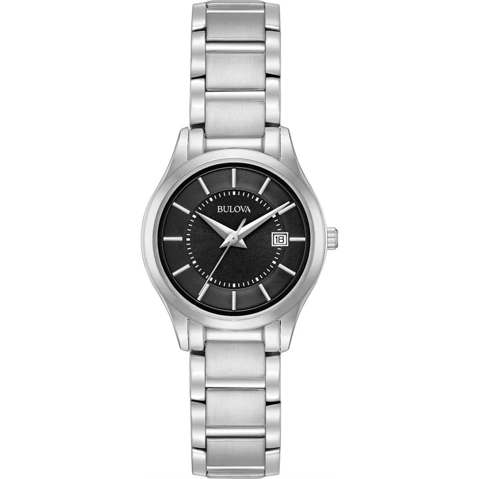 Bulova Classic Black Dial Ladies Watch 28mm