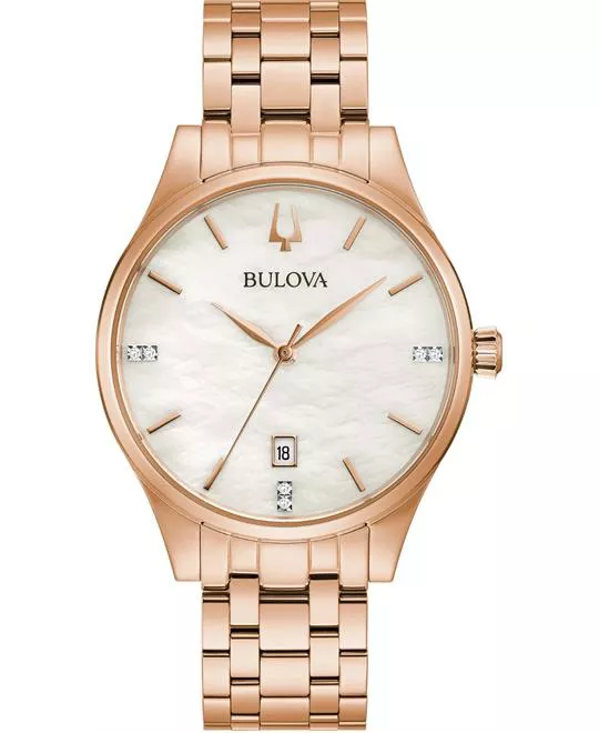 Bulova Classic Date Rose Gold Stainless Steel Watch 36mm