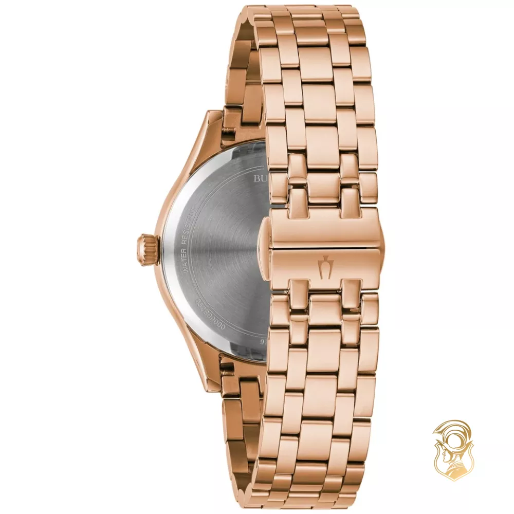 Bulova Classic Date Rose Gold Stainless Steel Watch 36mm