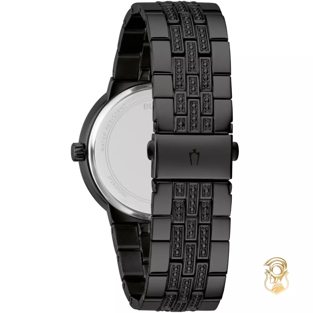 Bulova Crystal Gemmed Black Stainless Steel Watch 40mm