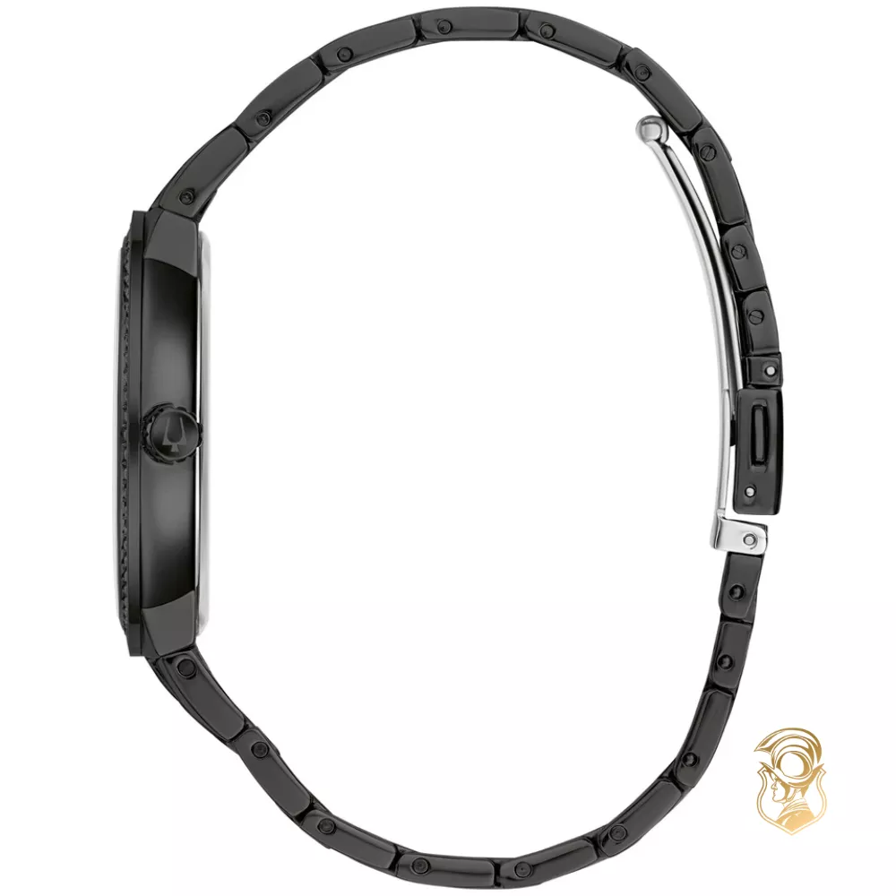 Bulova Crystal Gemmed Black Stainless Steel Watch 40mm