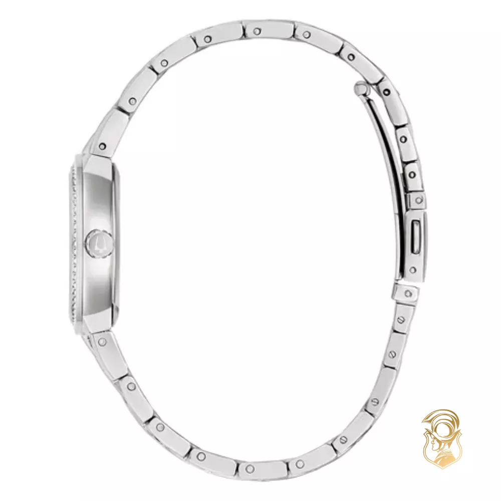 Bulova Crystal Gemmed Silver Stainless Steel Watch 29mm