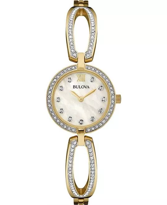 Bulova Crystal Gold-Tone with Motherof Pearl Dial Watch 26 mm