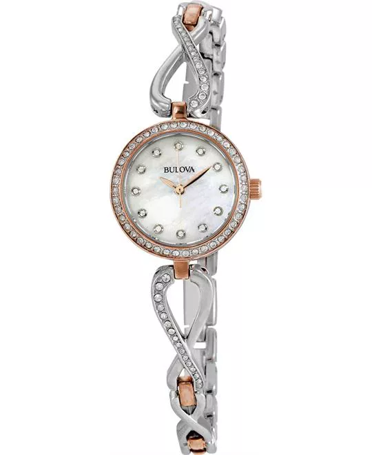 Bulova Crystal Mother of Pearl Watch 23mm 