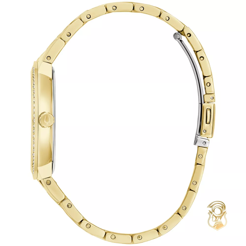 Bulova Crystal Quartz Champagne Dial Watch 40mm