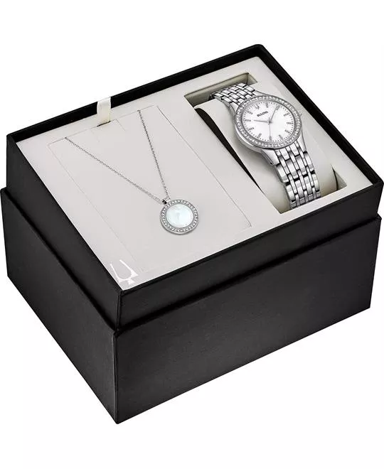 Bulova Crystals Silver Watch 32mm