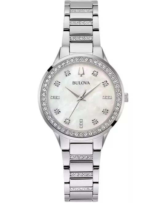 Bulova Diamond Quartz Silver Stainless Steel Watch 30mm