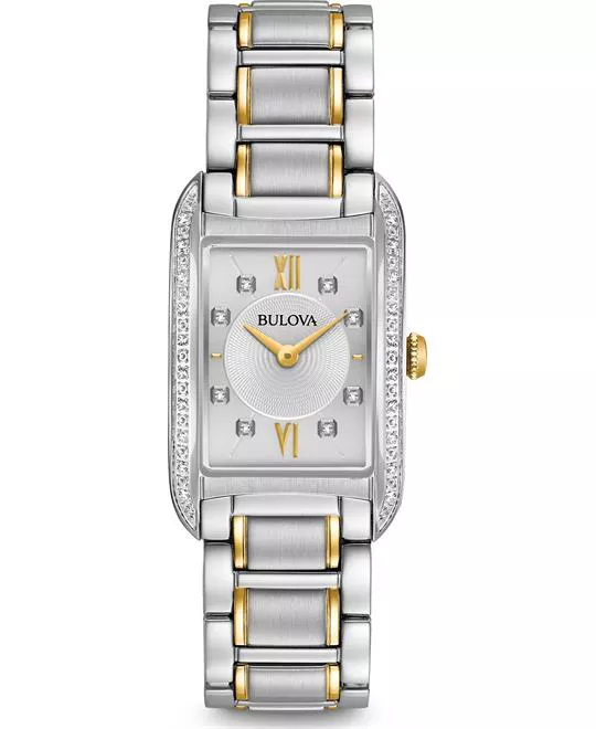 Bulova Diamonds Lady's Silver Watch 22x34.5mm
